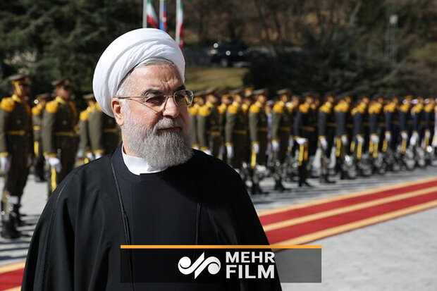 فیلم استقبال رسمی روحانی از امیر قطر